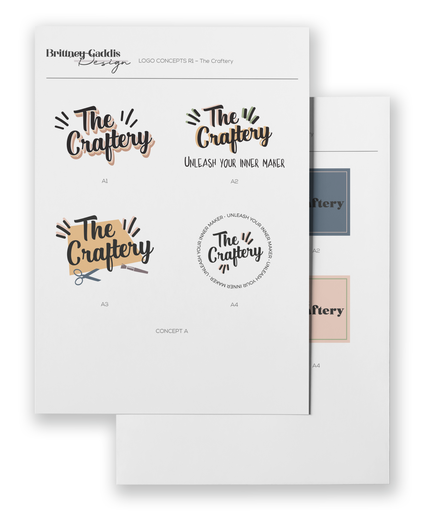 The Craftery logo design sheets