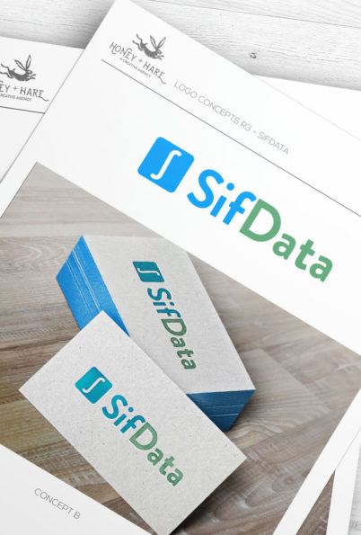 Sifdata logo business cards designed by Brittney Gaddis Design