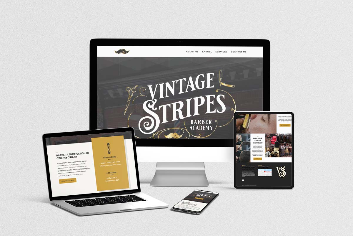 Vintage Stripes Barber website and logo design