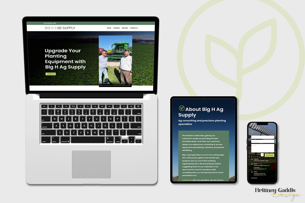 Agricultural website design for Big H Ag Supply by Brittney Gaddis Design