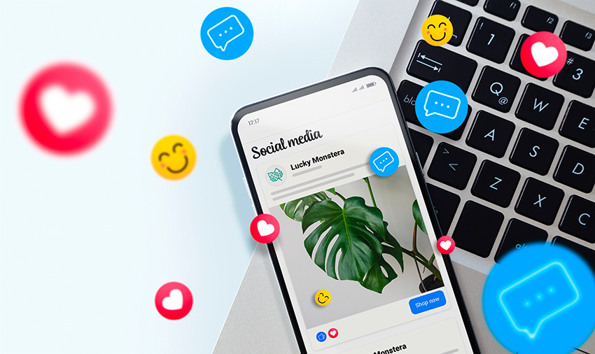 Social media reactions on a clients profile